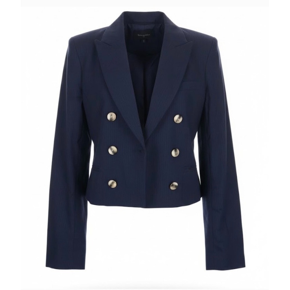 House of Harlow 1960 Double Breasted Blazer XL Navy Gold Buttons Old Money‎
